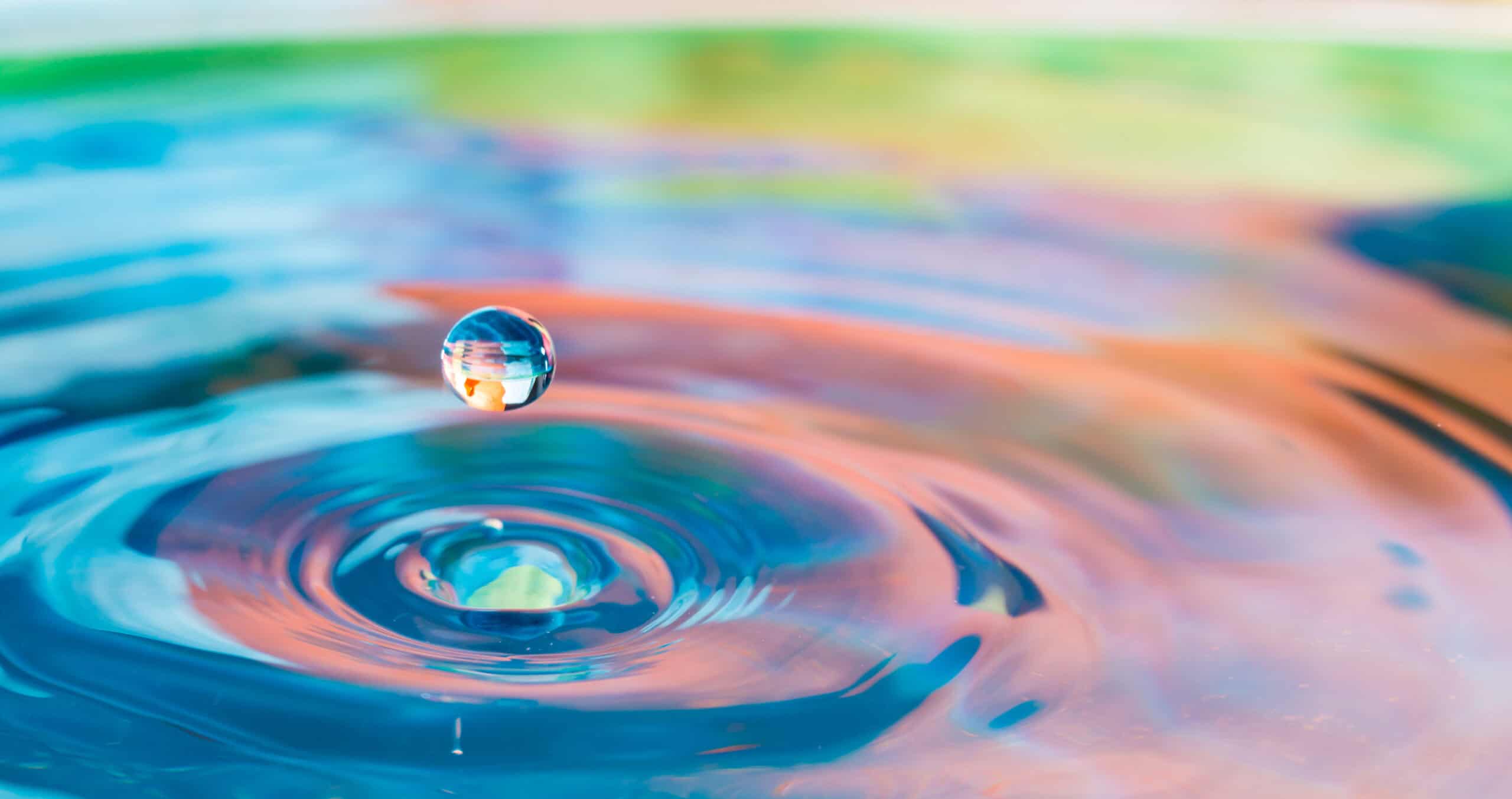 Colorful water droplet splash photograph